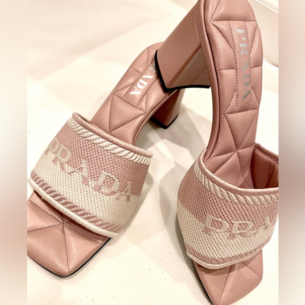 prada logo embroidered sandals